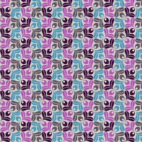 Abstract Olive Flower-blue and purple