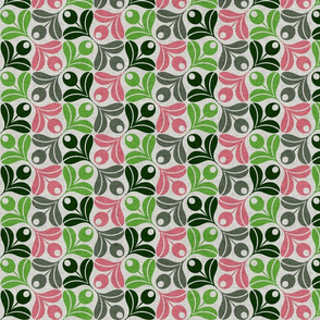 Abstract Olive Flower-pink and green