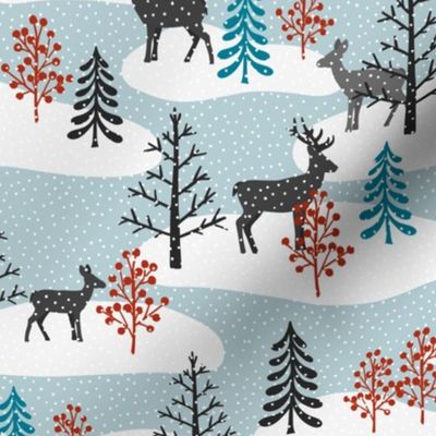 Winter Deer in Trees