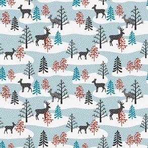 Winter Deer in Trees