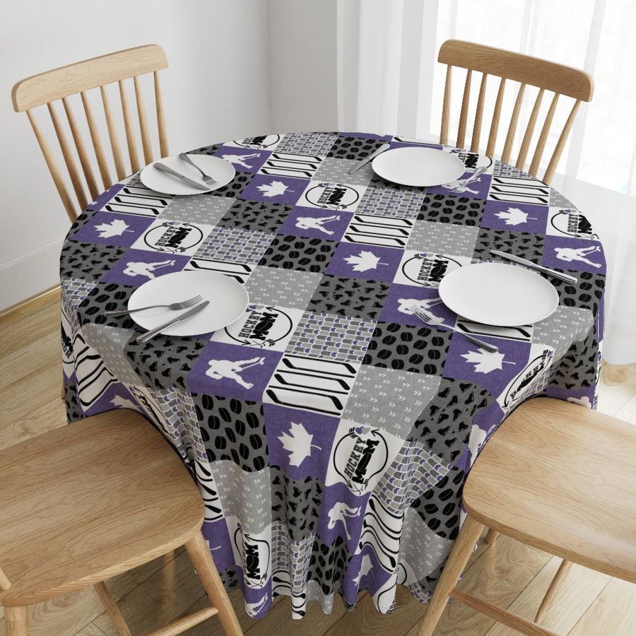 Hockey Mom//Purple - Wholecloth Cheater Quilt - Rotated