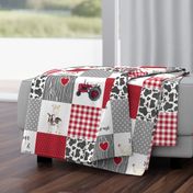 Farm//Love you till the cows come home//I will always love ewe//Red - wholecloth cheater quilt