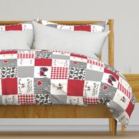 Farm//Love you till the cows come home//I will always love ewe//Red - wholecloth cheater quilt - Rotated