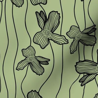 Floral Lines - Green