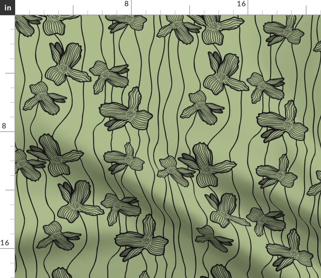 Floral Lines - Green