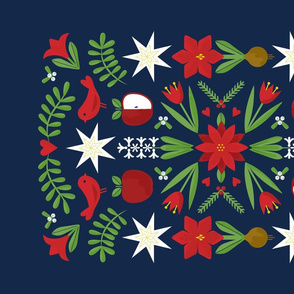 Swedish Christmas Folk Art Tea Towel