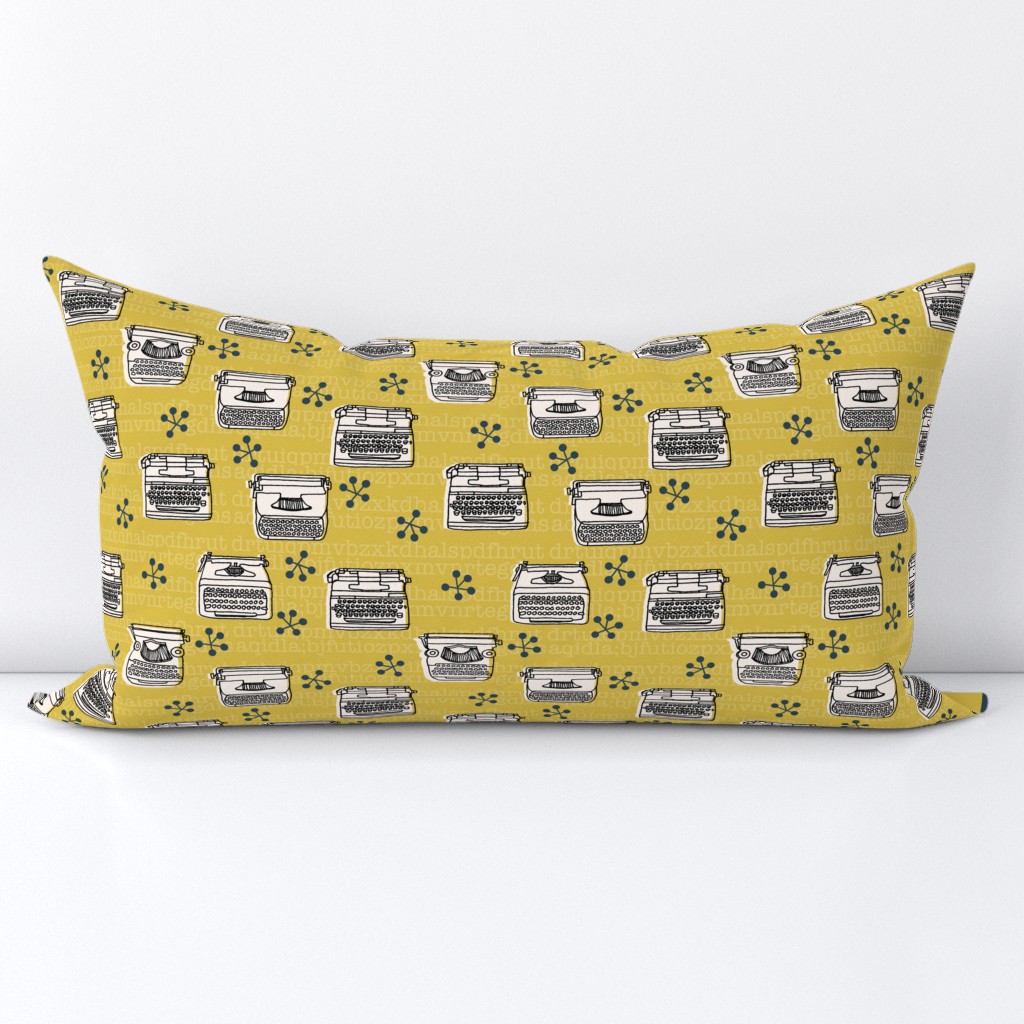 Typewriter // mustard champagne hand-drawn vintage house homewares 50s