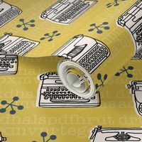 Typewriter // mustard champagne hand-drawn vintage house homewares 50s