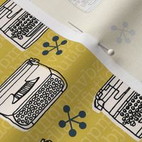 Typewriter // mustard champagne hand-drawn vintage house homewares 50s