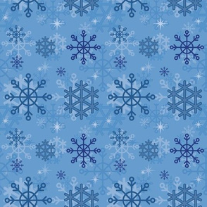 Snowflakes of blue winter 