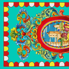 Folk Art of Sicily (Italy) aqua 