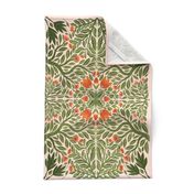 Floral folk art style tea towel