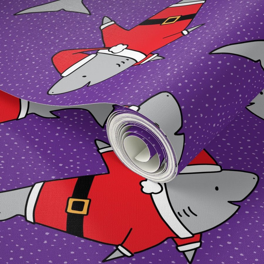 Santa Jaws on Purple - medium scale