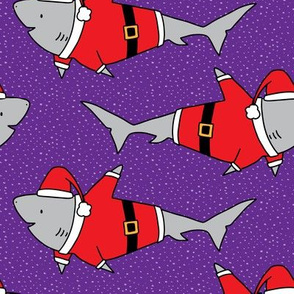 Santa Jaws on Purple - medium scale