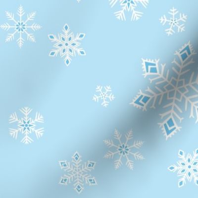 large - snowflakes on light blue