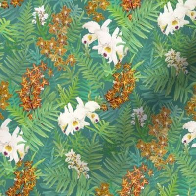 Orchids + Ferns on Teal Small 900