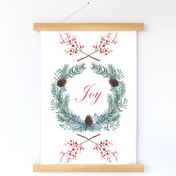 Christmas wreath tea towel or wallhanging - Joy