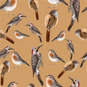  Forest birds - with mustard background