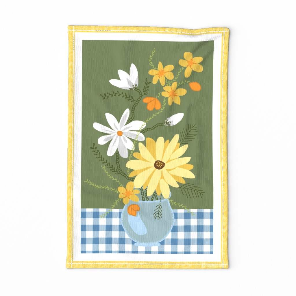 tea towel ribbon border floral 3a