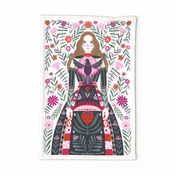 Folk Lady Tea Towel