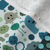 Quilting Coordinates - Monsters on the Loose - Earthy Teals