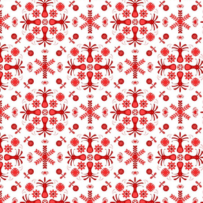 Folk Art Symmetry in Red