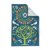 Peaceful Folk Birds Tea Towel