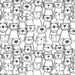 FS Whimsical Cat Sketch in Black and White: Perfect All Decor