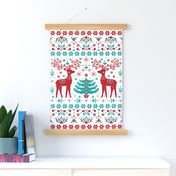 christmas folk art tea towel