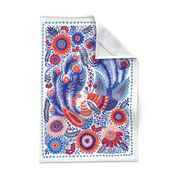 Bluebirds’ Joy Folk Teatowel