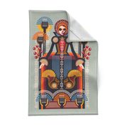 Folk Art Lady Tea Towel