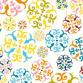 Folk Art  Shaker Door Knob -Spring pastels & rotated for Tea Towel - Medium size 