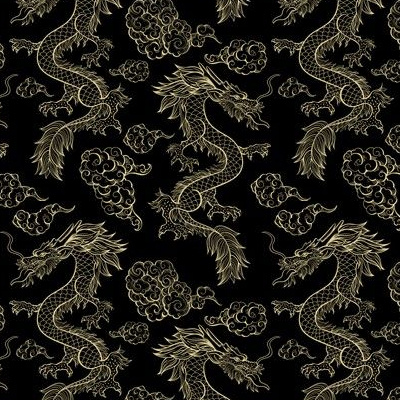 Chinese Dragon Fabric, Wallpaper and