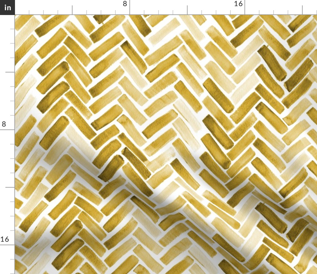 mustard watercolor herringbone