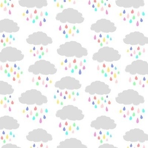 Clouds and colorful raindrops