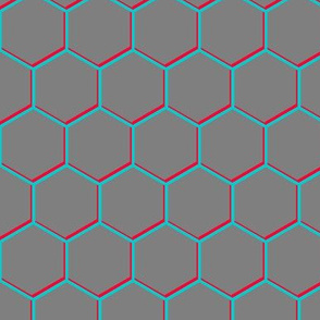 Hexagon - 3D Workshop (Large Scale) - Gray Blue Red