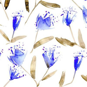 Magic flowers in blue • watercolor flowers