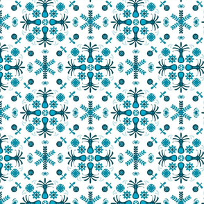 Folk Art Symmetry in Blue