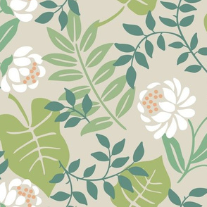 Leafy Floral Beige