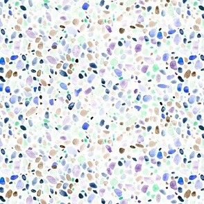 Watercolor terrazzo in blue • brushstrokes abstract