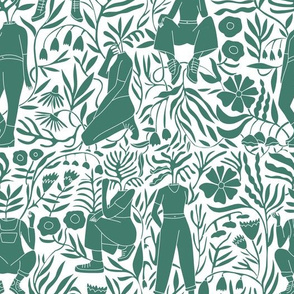 plant lady fabric - plant mom,  plants wallpaper, plant wallpaper, lush tropical wallpaper, tropical fabric, ferns, cool trendy wallpaper, - greener