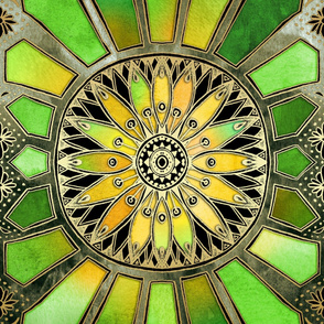 Stained Glass in Green and Gold - customer request