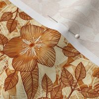 Autumn Floral in Brown, Tan and Cream Linework