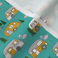 SMALL - vintage camper // retro camper van flamingo retro vintage florida life cute summer camping design andrea lauren fabric