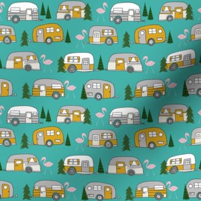 SMALL - vintage camper // retro camper van flamingo retro vintage florida life cute summer camping design andrea lauren fabric