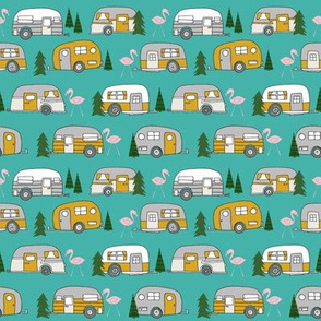 SMALL - vintage camper // retro camper van flamingo retro vintage florida life cute summer camping design andrea lauren fabric