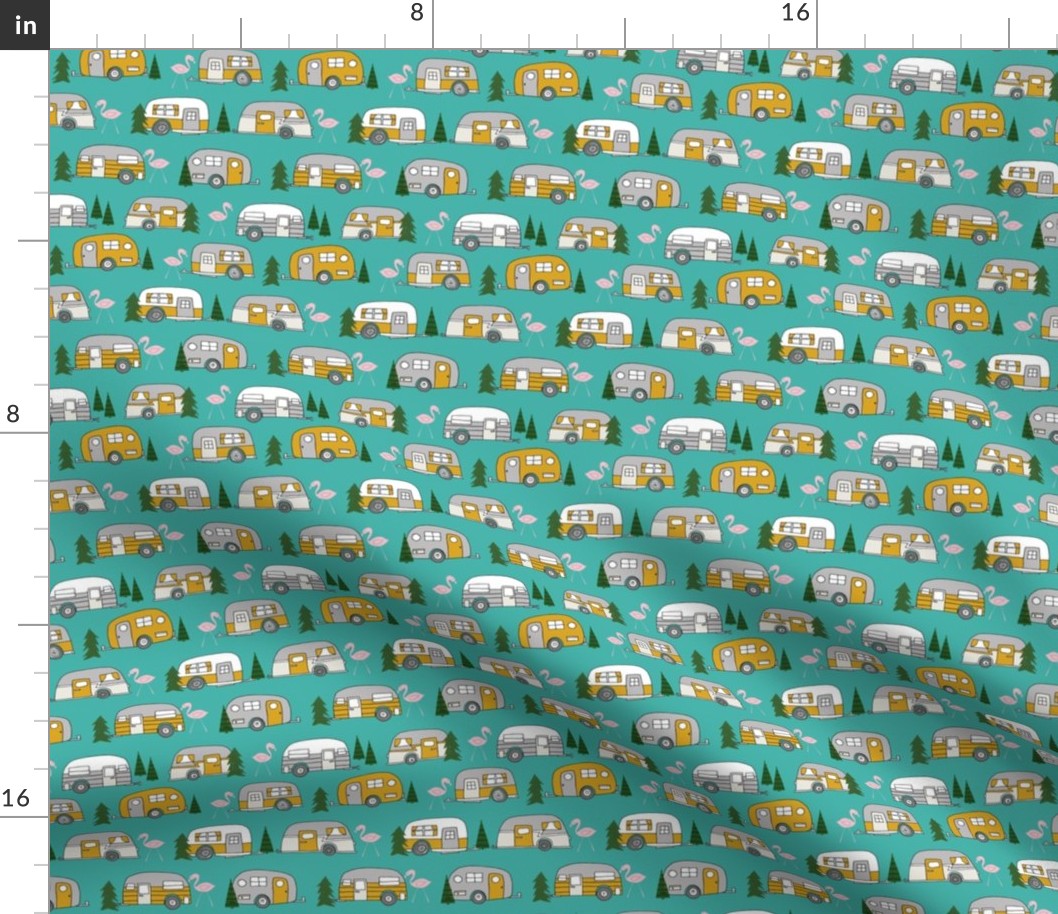 SMALL - vintage camper // retro camper van flamingo retro vintage florida life cute summer camping design andrea lauren fabric