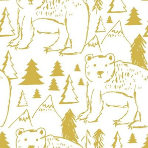 8" Baby Bear Sketch White and Mustard