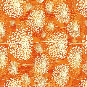 Orange Dandelions Tea towel