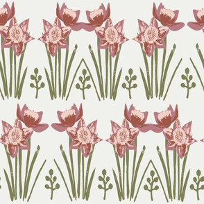 daffodil fabrics - sfx1718, sfx0525, sfx1404 - clover iguana blush, daffodil fabric, easter floral fabric, painted floral fabric
